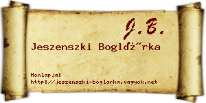 Jeszenszki Boglárka névjegykártya